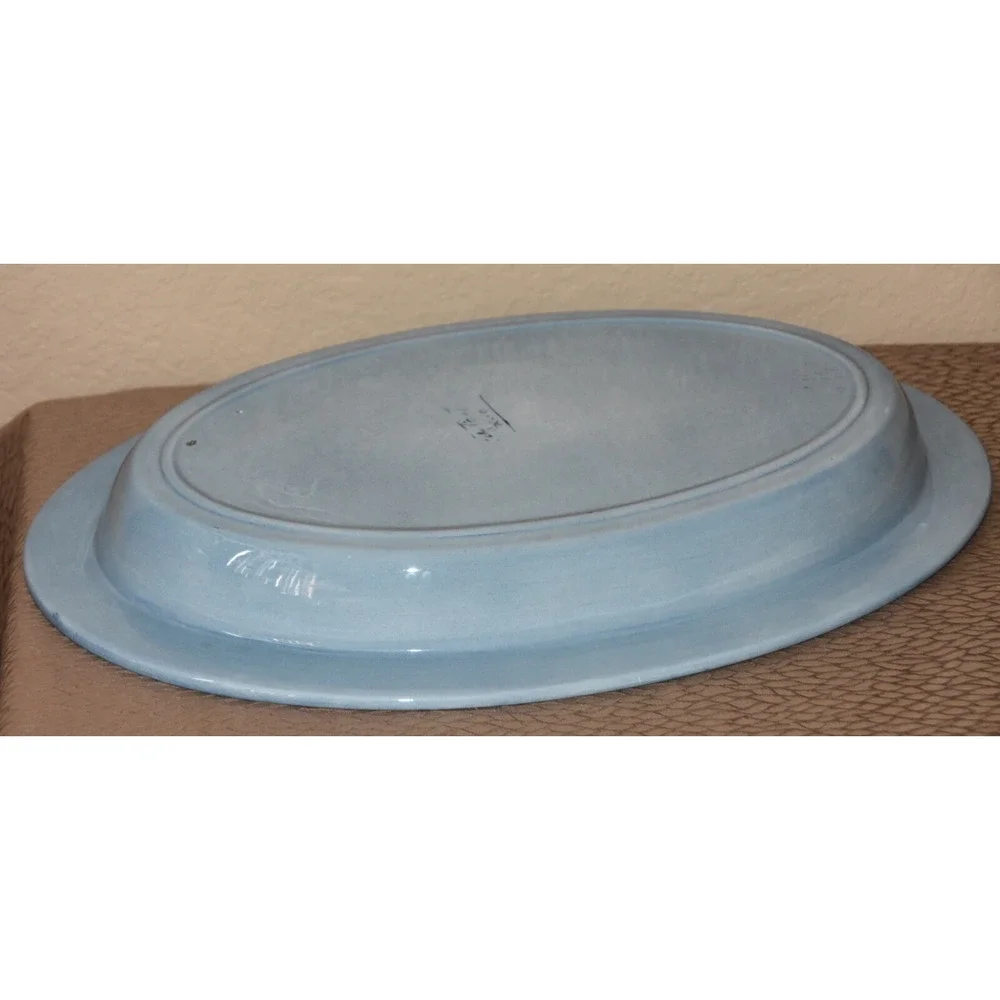 Felix Tissot Fantasia Taxco Mexican Artisan Modernist Pottery Oval Bowl Platter